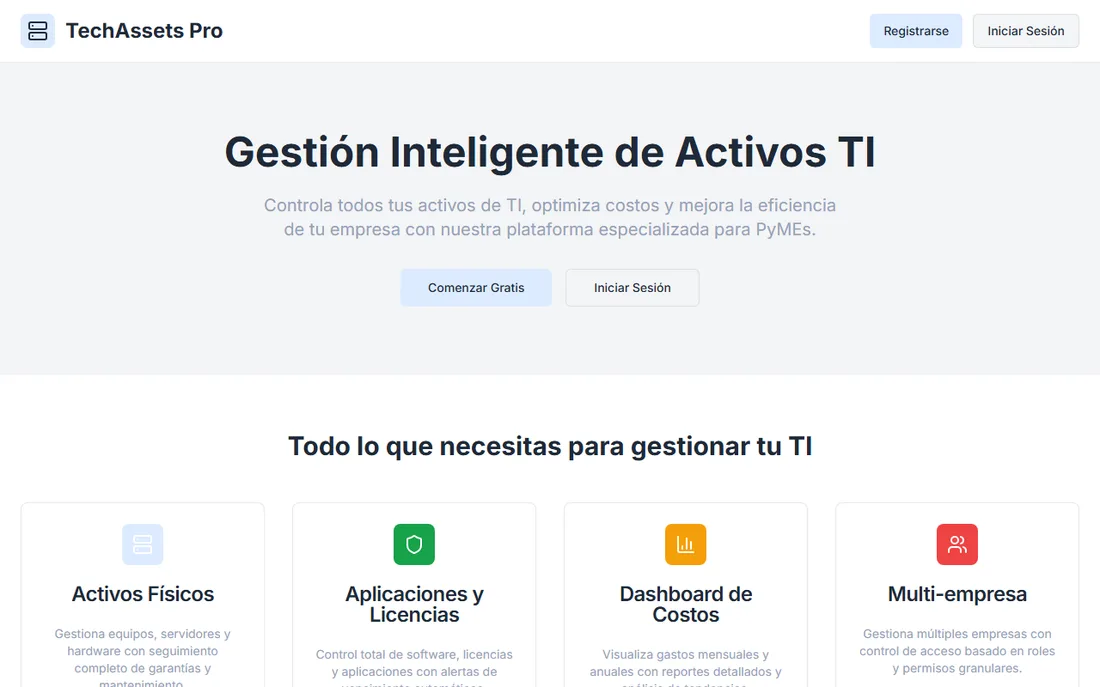 Captura real de TechAssets Pro